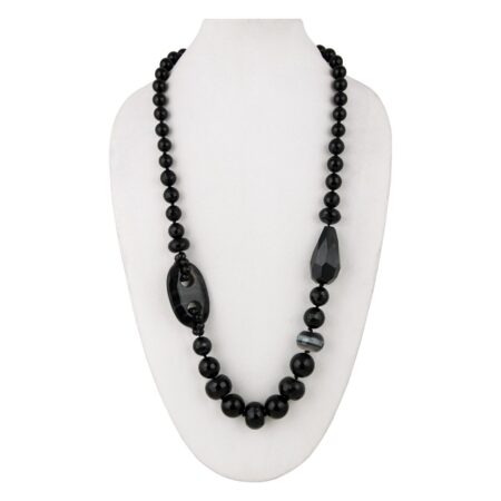 Pearlz Gallery Black Agate 30 Inches Designer Endless Necklace