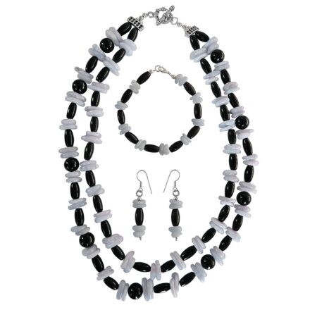 Agate, Obsidian 3-pieces Necklace set