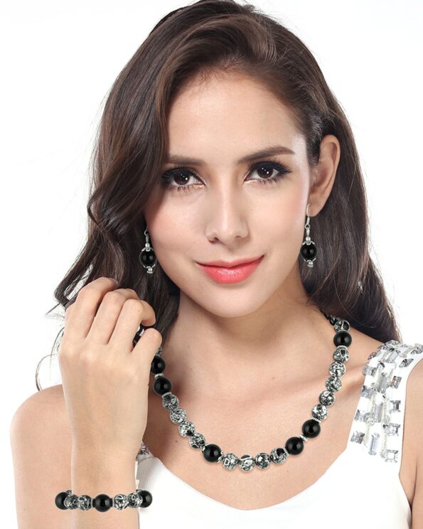 Pearlz Ocean Black Agate, Mosaic Beads 3-Pieces Necklace Set