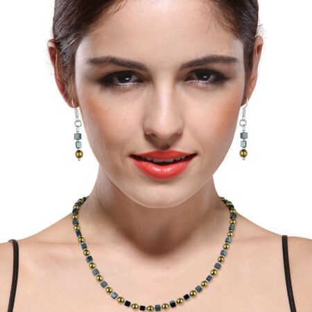 Pearlz Ocean Azure Hematite & Coated Yellow Hematite Beads Two- Piece Necklace Set