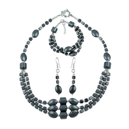 Pearlz Ocean Nova Hematite Beads Three- Piece Necklace Set