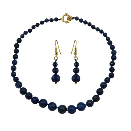Pearlz Ocean Blue Dyed Lapis Lazuli Gemstone Beads Necklace Set
