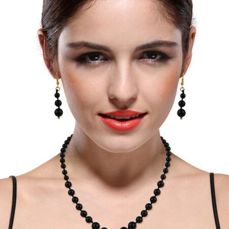 Peralz Ocean Black Onyx Gemstone Beads Necklace Set