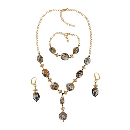 Pearlz Gallery Alluring Oval And Coin And Drop Shaped Mosaic Necklace Set For Women