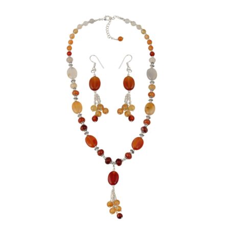 Pearlz Gallery Beautiful Carnelian Beaded Necklace and Earrings Trendy Jewelry Set for Women