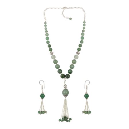 Pearl Gallery Green Aventurine Set Designed Magnificently In Round Shape