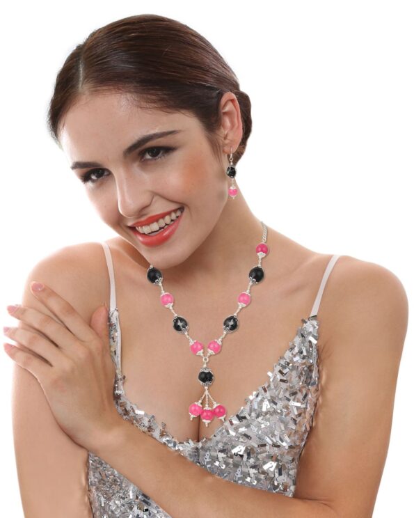 Pearlz Gallery Introduced Black and White Zebra And Pink Hot Jade Stone In Round Shape Necklace Specially For You