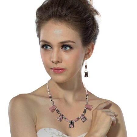Pearlz Gallery Designed Necklace Of Drum And Trapezoid Shape Of Rhodoite Stone Specially For Women.