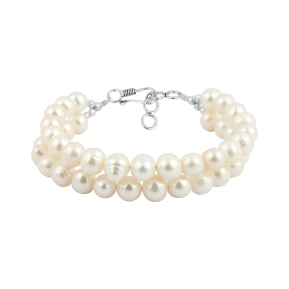 Details about   Freshwater Cultured Pearl Double Bracelet with Rhinestone Clasp & S/Silver Links