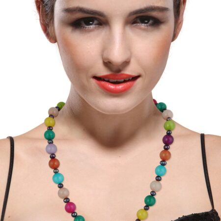 Pearlz Ocean Spring Love Dyed Dark Purple Freshwater Pearls & Dyed Quartzite Gemstone Beads Endless Necklace