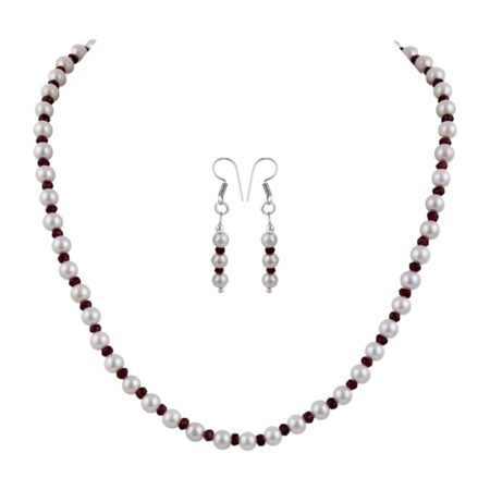 Shell Pearl And Rhodolite Garnet Necklace Set.