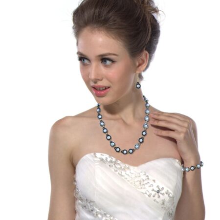 Pearl Necklace Set Magnificently Designed With Taiwan Shell Pearl And Hematite in Hollow Coin And Round Shape.