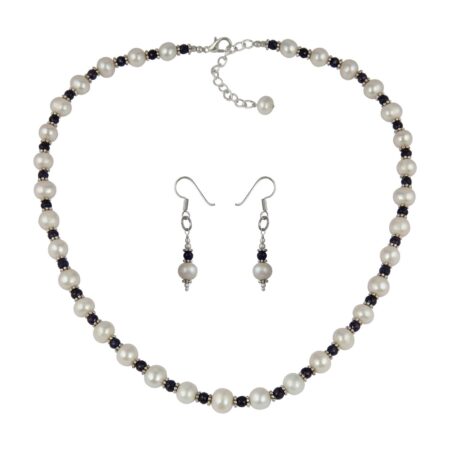 Pearl Necklace Set Projected With Fresh Water Pearl And Corundum In Faceted Roundel Shape Specifical Designed To Add On to Your Charm