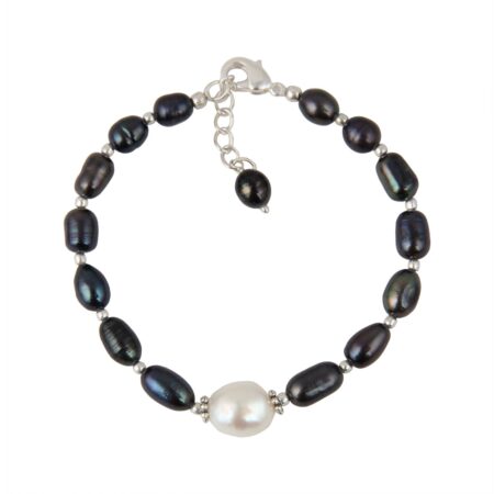 Dyed Black and White Freshwater Pearl Necklace Set by Pearlz Ocean