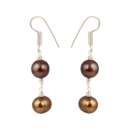 Pearlz Ocean Delightfull Set in Dyed Chocolate Freshwater Pearl and white Crystal Gem stone for Beauties.