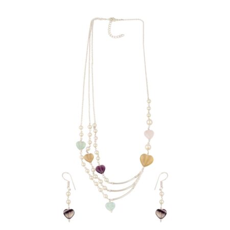 Pearlz Gallery Multi Coloured Necklace Set With Beautiful Pair Of Earring.