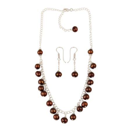Pearl Necklace Set of Radiant Dyed Chocolate Freshwater Pearls