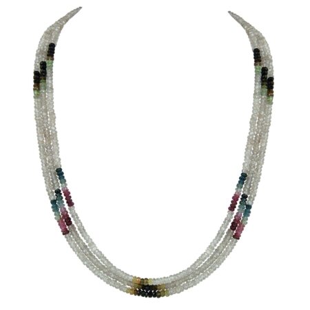 Pearlz Ocean Faceted Metallic Zircon And Tourmaline Silver Necklace