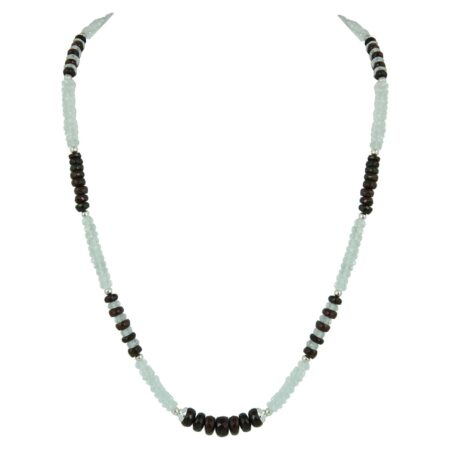 Intriguing Black Opal and White Topaz Sterling Silver Necklace for Women