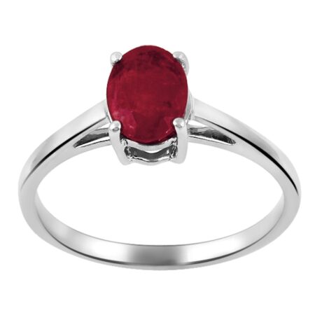 Pearlz Gallery Oval Shaped Ruby Sterling Silver Ring