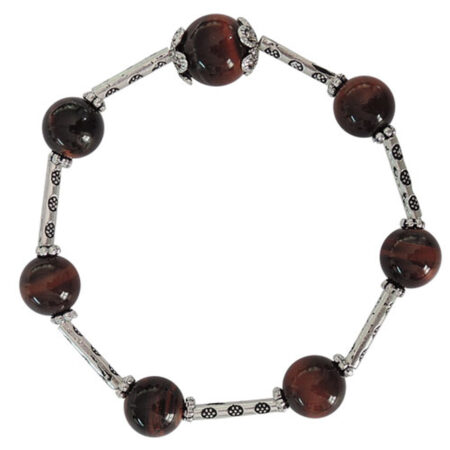 Pearlz Gallery Red Tiger Eye Gemstone Beads Bracelet For Girls