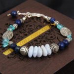 Pearlz Gallery Blue Lace Agate, Dyed Lapis Lazuli Gemstone Beads Bracelet