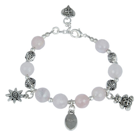 Pearlz Gallery Rose Quartz Gemstone Charms Beads Bracelet