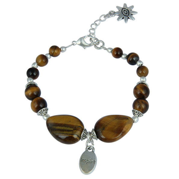 Pearlz Ocean Twany Tales 7.5 Inches Yellow Tiger Eye Gemstone Beads Charms Bracelet