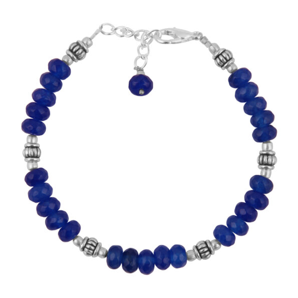 Pearlz Gallery Blue Jade Beads 7 Inch Bracelet for Women