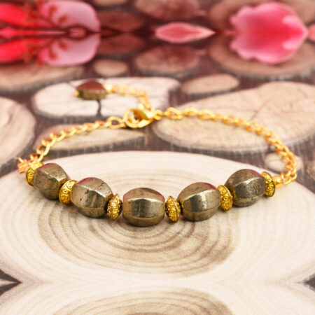 Pearlz Gallery Pyrite Gemstone Beads Bracelet for Women & Girls