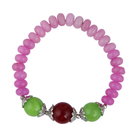 Pearlz Gallery Green Red And Pink Quartz Gemstone Beads Bracelet