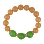 Pearlz Gallery Orange And Green Quartz Stretchable Beads Bracelet For Women & Girls