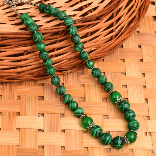 Pearlz Gallery Green Color Mosaic Beads 18" Bold Necklace