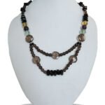Pearlz Gallery Black Agate, Smoky Quartz and Multi Fluorite 18" Beads Designer Necklace
