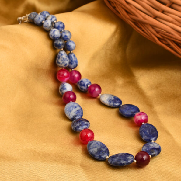 beads necklace, gemstone beads necklace, lapis necklace