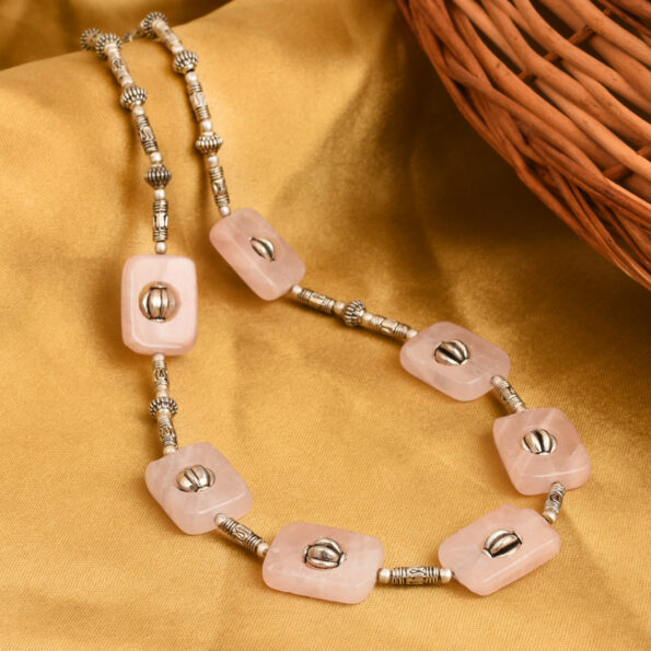 Pearlz Gallery Rose Quartz Gemstone Beads Necklace for women & girls