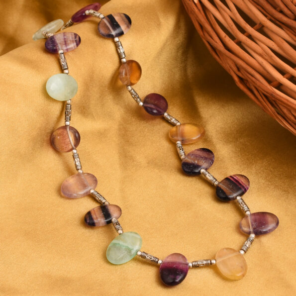 Pearlz Gallery Multi color of Multi Fluorite Beads Necklace