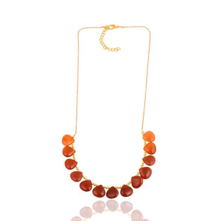 Pearlz Gallery Orange Carnelian Beads Necklace for Girls and Women