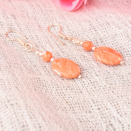 Pearlz Gallery Dyed Howlite Orange Dangle Earrings For Women & Girls