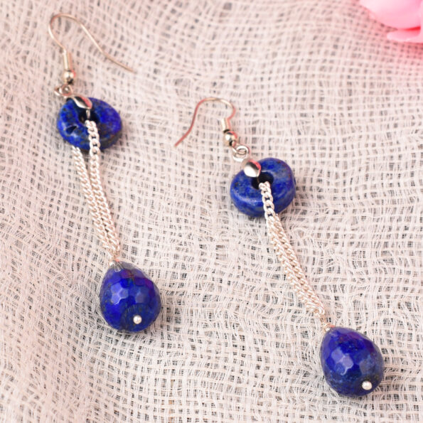 Pearlz Gallery Lapis Lazuli Gemstone Beads Dangle Earrings