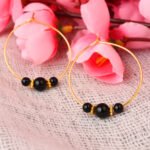 Pearlz Gallery Black Agate & Onyx Gemstone Beads Hoop Earrings
