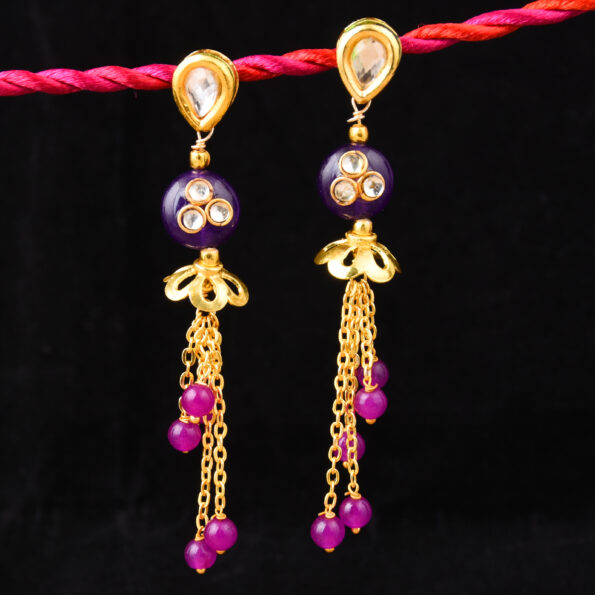 Pearlz Gallery Graceful Purple Jade Beads Earrings for Women