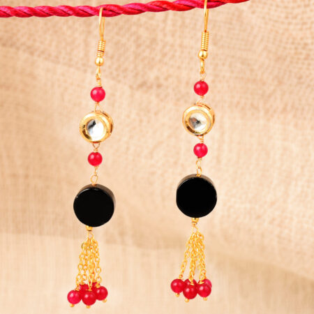 Pearlz Gallery Jade and Black Agate Beads Earrings for Women