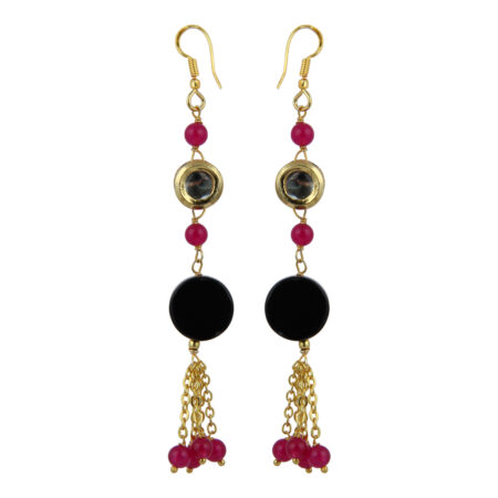 Pearlz Gallery Jade and Black Agate Beads Earrings for Women