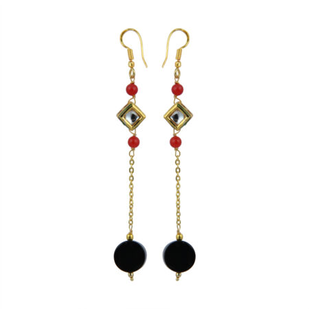 Pearlz Gallery Chick Crimson Jade and  Black Agate Beads Earrings for Women