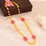 Pearlz Gallery Yellow and Pink Jade 20 Inch Necklace For Girls