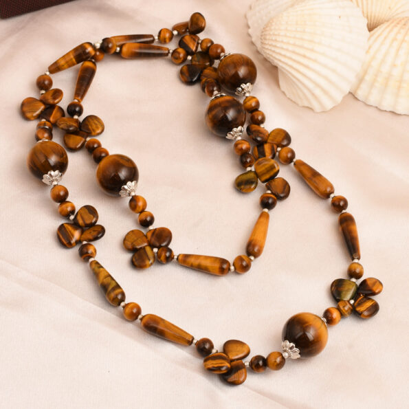 Pearlz Gallery Yellow Tiger Eye 34 Inch Necklace for Girls & Women