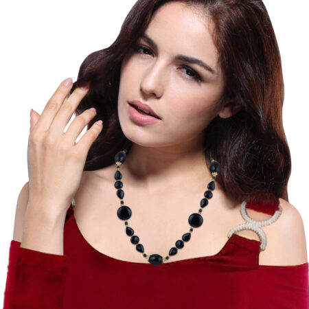 Pearlz Gallery Black Agate Gemstone Beads Necklace For Women