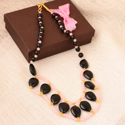 Pearlz Gallery Jade Black Agatez Gemstone Beads Necklace