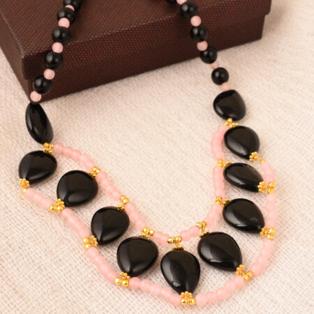 Pearlz Gallery Jade Black Agatez 16 Inches Gemstone Beads Necklace For Women